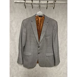 Jos A Bank Blazer Men Size 46L Gray Check Joseph Flannel Slim Coat Jacket Luxury